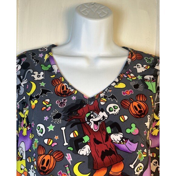 Disney Halloween Spooky Pumpkins Mickey & Minnie Squad Nurse Doctor Scrub Sz L - Picture 11 of 11